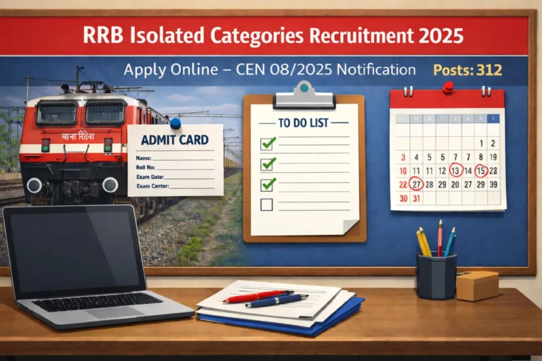 RRB Isolated Categories Recruitment 2025 notification apply online