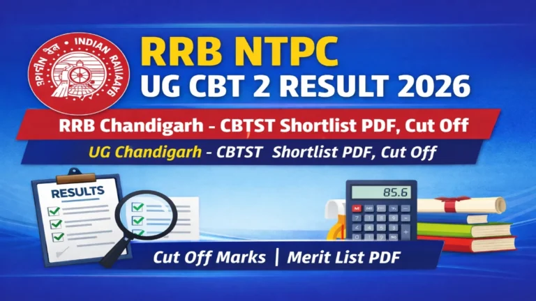RRB NTPC UG CBT 2 Result 2026 RRB Chandigarh – CBTST Shortlist PDF, Cut Off