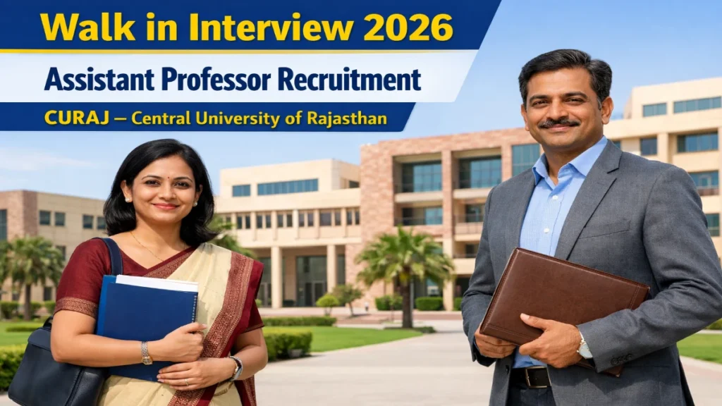 Walk in Interview 2026 Assistant Professor Recruitment CURAJ Rajasthan