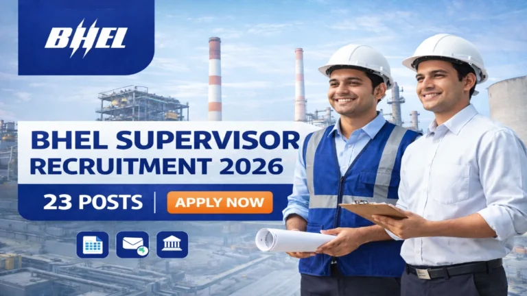 BHEL Supervisor Recruitment 2026 | Apply Online for Electrical, Civil & Safety FTA Jobs