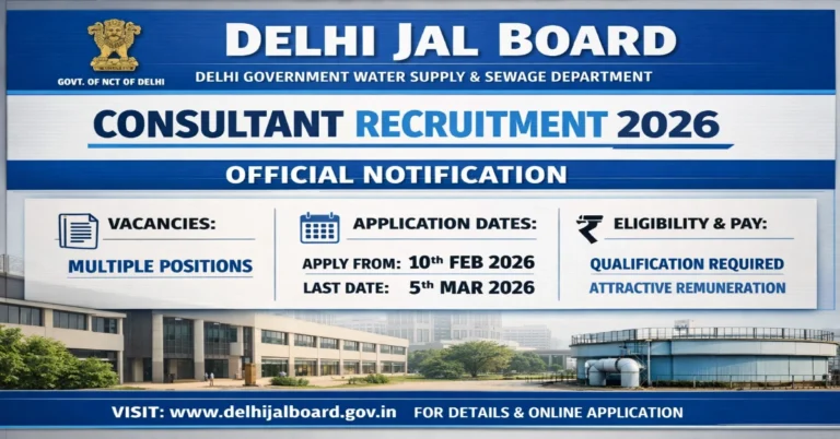 Delhi Jal Board Consultant Recruitment 2026