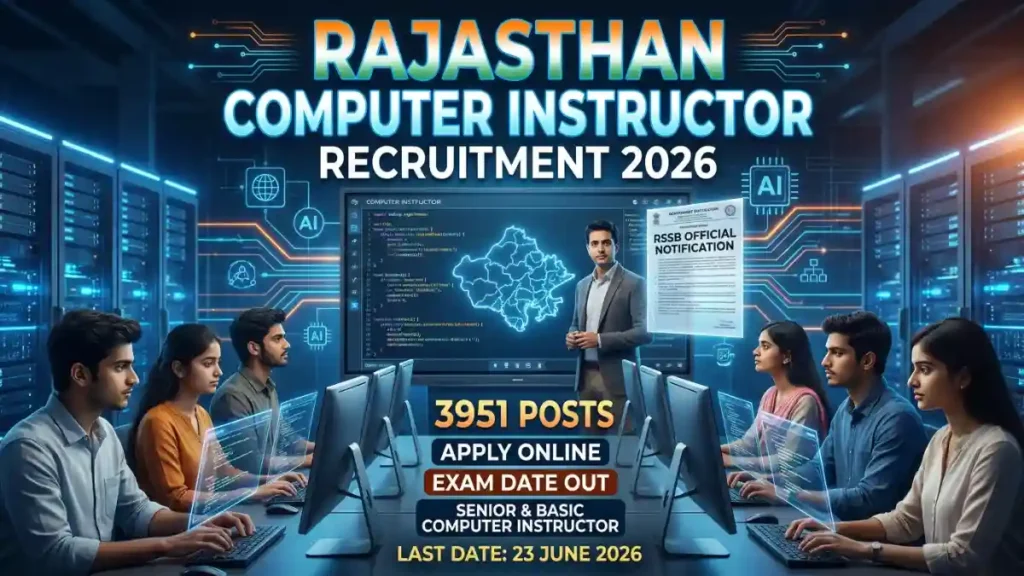 Rajasthan Computer Instructor Recruitment 2026 notification for 3951 Senior and Basic Computer Instructor posts released by RSSB